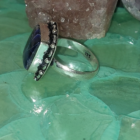 Sodalite Ring 925 Plated Size 8 - Picture 6 of 7